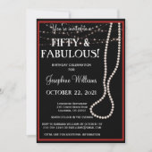 Uitnodiging van vijftig en Fabulous Red en Black P (Voorkant)