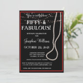 Uitnodiging van vijftig en Fabulous Red en Black P (Staand voorkant)