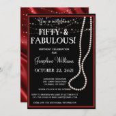 Uitnodiging van vijftig en Fabulous Red en Black P (Voorkant / Achterkant)