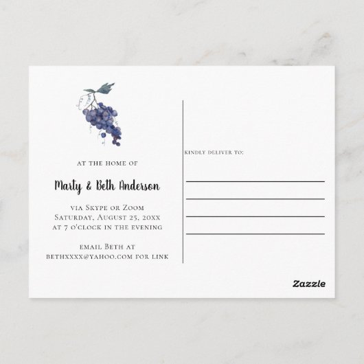 Uitnodiging van virtuele wijn- en kaaspartijen (Achterkant)