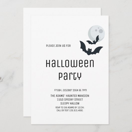 Uitnodiging van volwassen Halloween-partij (Voorkant / Achterkant)