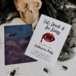 Uitnodiging van volwassen Halloween-partij<br><div class="desc">Fun halloween party call card met een afbeelding van een bloederige lip met fangs. In de tekst staat: "Eet,  drink & ben eng."</div>