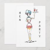 Uitnodiging van Waitress Hen Party (Voorkant / Achterkant)