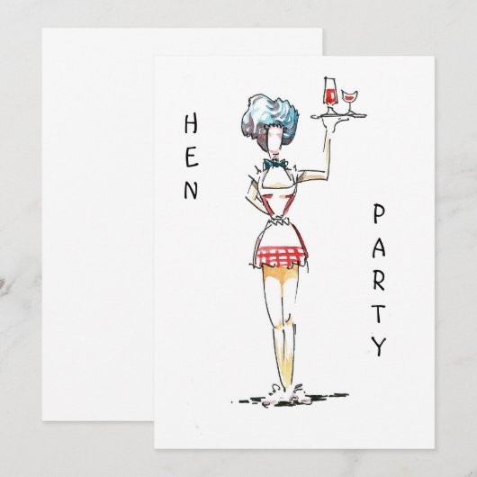 Uitnodiging van Waitress Hen Party (Voorkant / Achterkant)