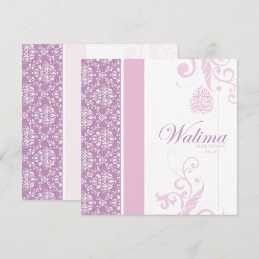 Uitnodiging van Walima - Roze - Islamitische bruil (Voorkant / Achterkant)