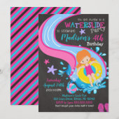 Uitnodiging van waterdag/poolpartij/meisje (Voorkant / Achterkant)