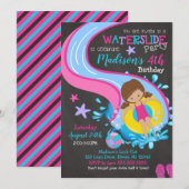 Uitnodiging van waterdag/poolpartij/meisje (Voorkant / Achterkant)