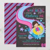 Uitnodiging van waterdag/poolpartij/meisje (Voorkant / Achterkant)