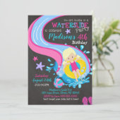 Uitnodiging van waterdag/poolpartij/meisje (Staand voorkant)