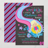 Uitnodiging van waterdag/poolpartij/meisje (Voorkant / Achterkant)