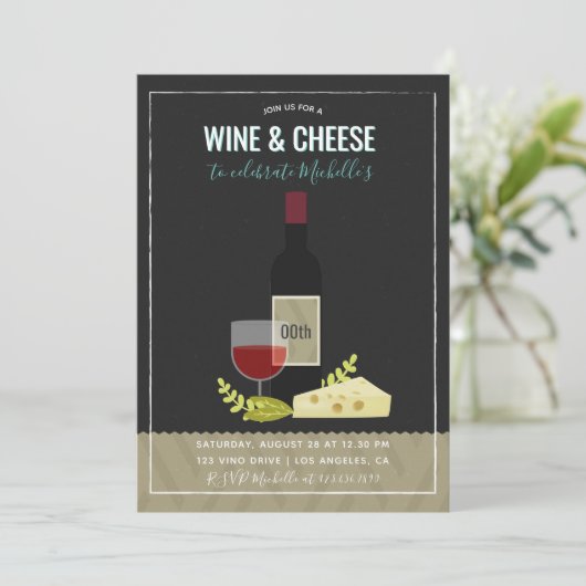 Uitnodiging van wijngaarden en kazen om de dag te (Staand voorkant)