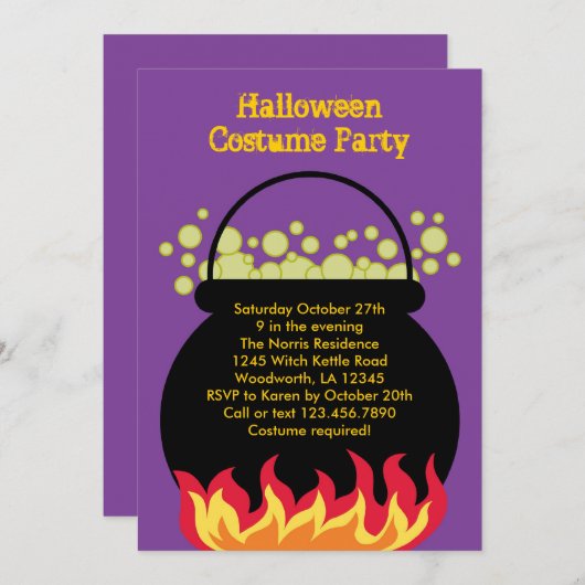 Uitnodiging van Witch Cauldron Halloween Party (Voorkant / Achterkant)
