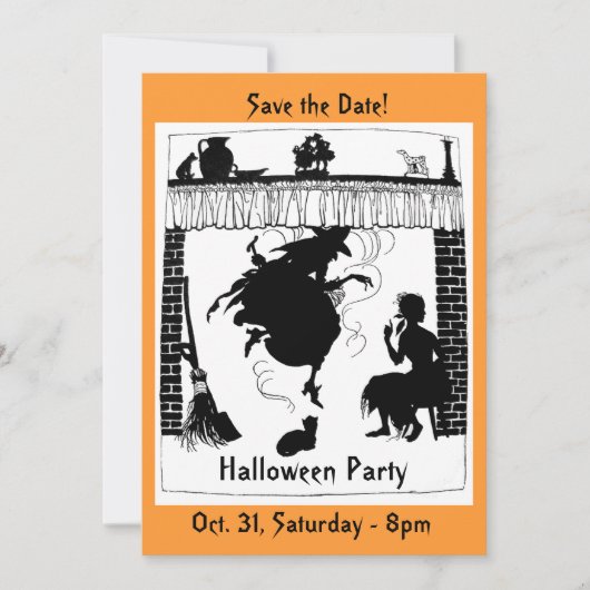 Uitnodiging van Witchy Chimney Halloween Party (Voorkant)