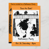 Uitnodiging van Witchy Chimney Halloween Party (Voorkant / Achterkant)