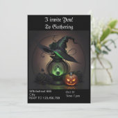 Uitnodiging van Witchy Halloween Party (Staand voorkant)