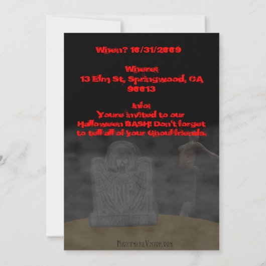 Uitnodiging van Zombie (Achterkant)