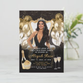 Uitnodiging van zwarte en gouden ballonnen (Staand voorkant)