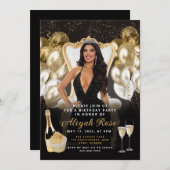 Uitnodiging van zwarte en gouden ballonnen (Voorkant / Achterkant)