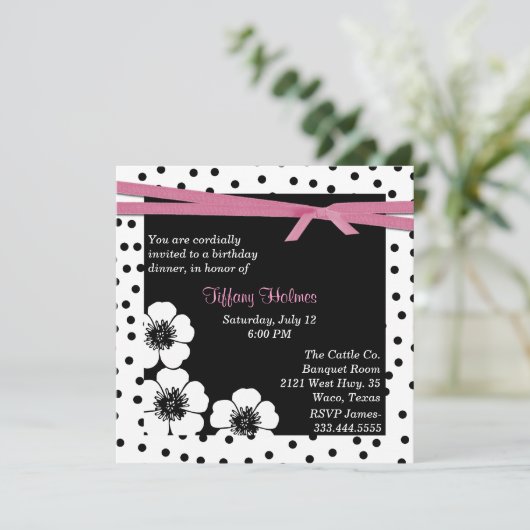 Uitnodiging van zwarte en witte poka (Staand voorkant)