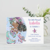 Uitnodiging van Zwarte Zeemeermin Birthday (Staand voorkant)