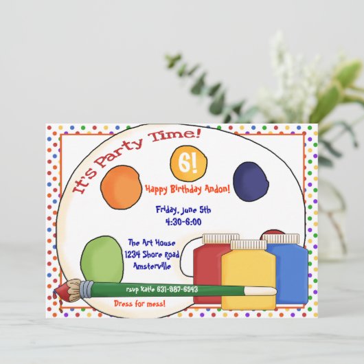 Uitnodiging verf (Staand voorkant)