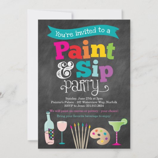 Uitnodiging verf- en Sip-verf- en wijnpartij (Voorkant)