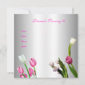 Uitnodiging Verjaardag 50e Elegant Roze & Witte Tu (Achterkant)
