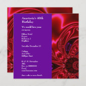 Uitnodiging Verjaardag Abstract Faux Zijde Rood Pa (Voorkant / Achterkant)