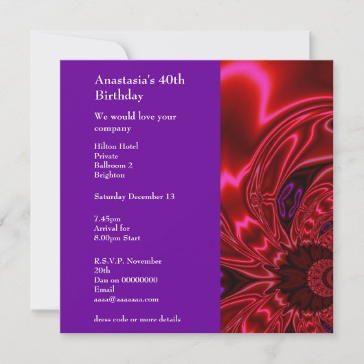 Uitnodiging Verjaardag Abstract Nepzijde Rood Paar (Voorkant)