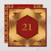 Uitnodiging Verjaardag Abstract rood geel (Voorkant / Achterkant)