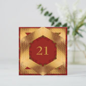 Uitnodiging Verjaardag Abstract rood geel (Staand voorkant)