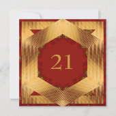 Uitnodiging Verjaardag Abstract rood geel (Voorkant)