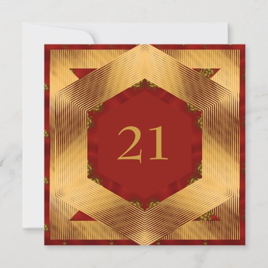 Uitnodiging Verjaardag Abstract rood geel (Voorkant)