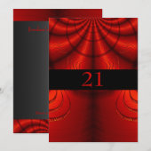 Uitnodiging Verjaardag Abstract Rood Stof (Voorkant / Achterkant)