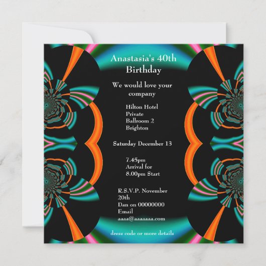 Uitnodiging Verjaardag Abstracte Green Albums (Voorkant)