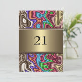 Uitnodiging Verjaardag Abstracte kleuren Faux Silk (Staand voorkant)