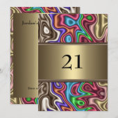 Uitnodiging Verjaardag Abstracte kleuren Faux Silk (Voorkant / Achterkant)