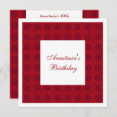 Uitnodiging Verjaardag Abstracte Rode Cirkels (Voorkant / Achterkant)