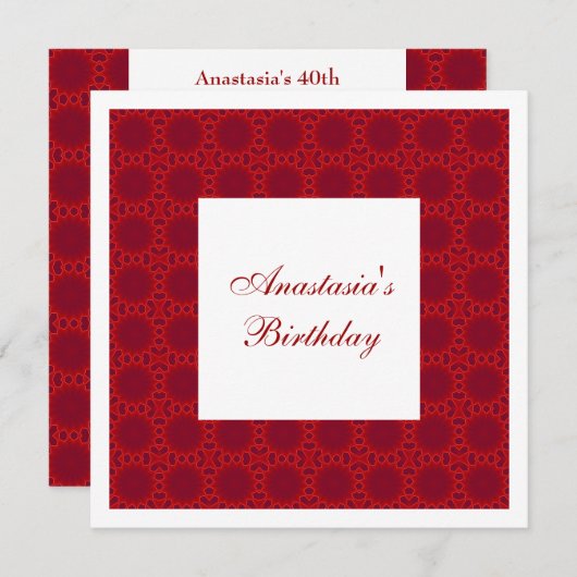 Uitnodiging Verjaardag Abstracte Rode Cirkels (Voorkant / Achterkant)