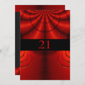 Uitnodiging Verjaardag Abstracte rode stof (Voorkant / Achterkant)