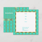 Uitnodiging Verjaardag Aqua & Gold Patchwork (Voorkant / Achterkant)