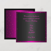 Uitnodiging Verjaardag Black & Hot Pink Spots (Voorkant / Achterkant)