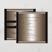 Uitnodiging Verjaardag Brons Zwart Roos Bow (Voorkant / Achterkant)