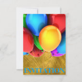 Uitnodiging verjaardag Carnival Ballons Gold (Voorkant)