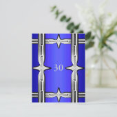 Uitnodiging Verjaardag Cobalt Blauw & Zilver (Staand voorkant)