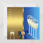 Uitnodiging verjaardag Elegant Blue Black Gold (Achterkant)