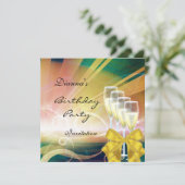 Uitnodiging verjaardag Elegant Modern Green Gol (Staand voorkant)