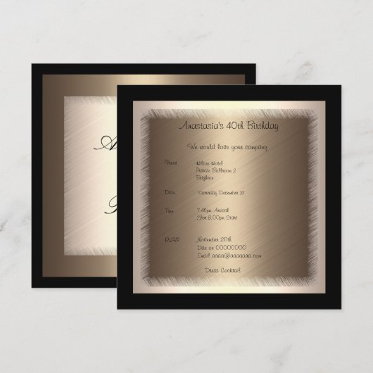 Uitnodiging Verjaardag Glamour 2 (Voorkant / Achterkant)