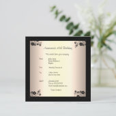 Uitnodiging Verjaardag Glamour Cream Black Floral (Staand voorkant)