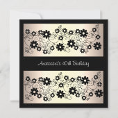 Uitnodiging Verjaardag Glamour Cream Black Floral (Achterkant)